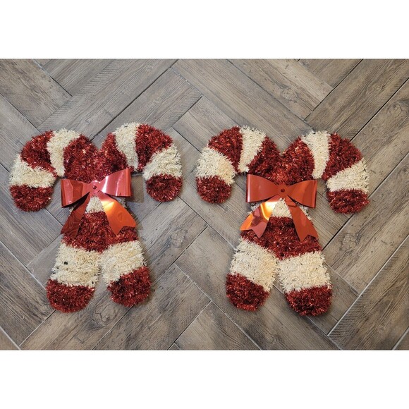 Vintage 21” Tinsel Candy Cane with Large Bow Decor - Picture 2 of 12